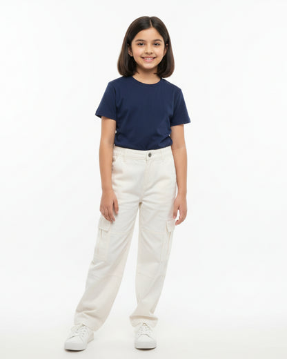 Crew Neck T-Shirt | 5-13 Yrs | For Both Girls & Boys | Navy Blue