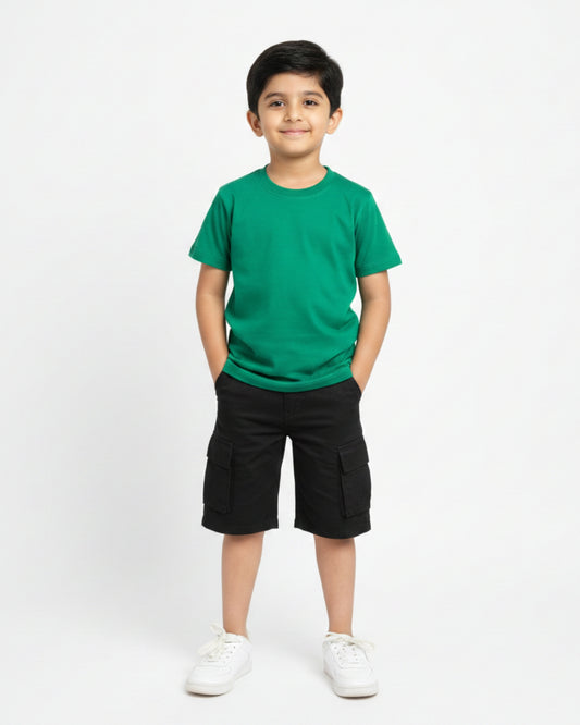 Crew Neck T-Shirt | 5-13 Yrs | For Both Girls & Boys | Flag Green
