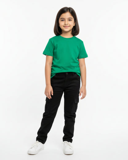 Crew Neck T-Shirt | 5-13 Yrs | For Both Girls & Boys | Flag Green