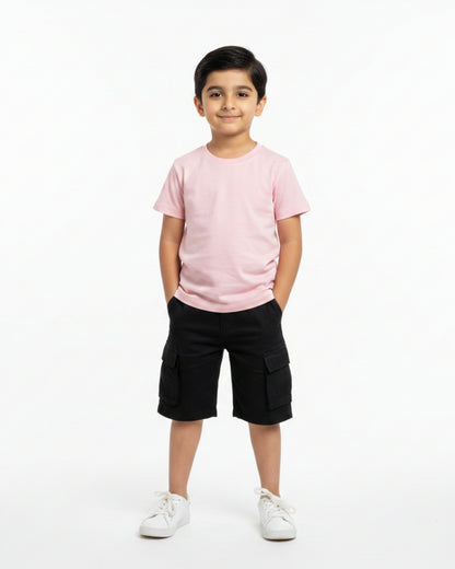 Crew Neck T-Shirt | 5-13 Yrs | For Both Girls & Boys | Light Baby Pink