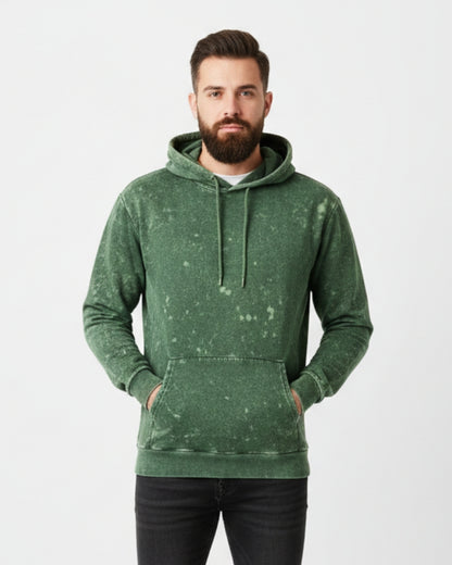 Plain Bottle Green Acid Washed Hoodie | For Man And Woman