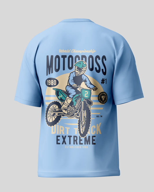 Motorcross Oversized T-Shirt | Baby Blue | Premium Quality by AvaiYa | Unisex