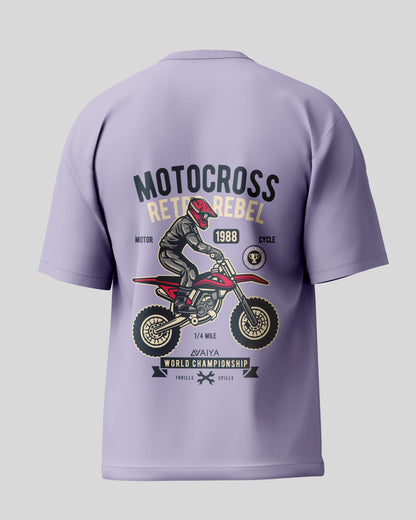 Motocross Retro Rebel Oversized T-Shirt | Coral | Premium Quality by AvaiYa | Unisex