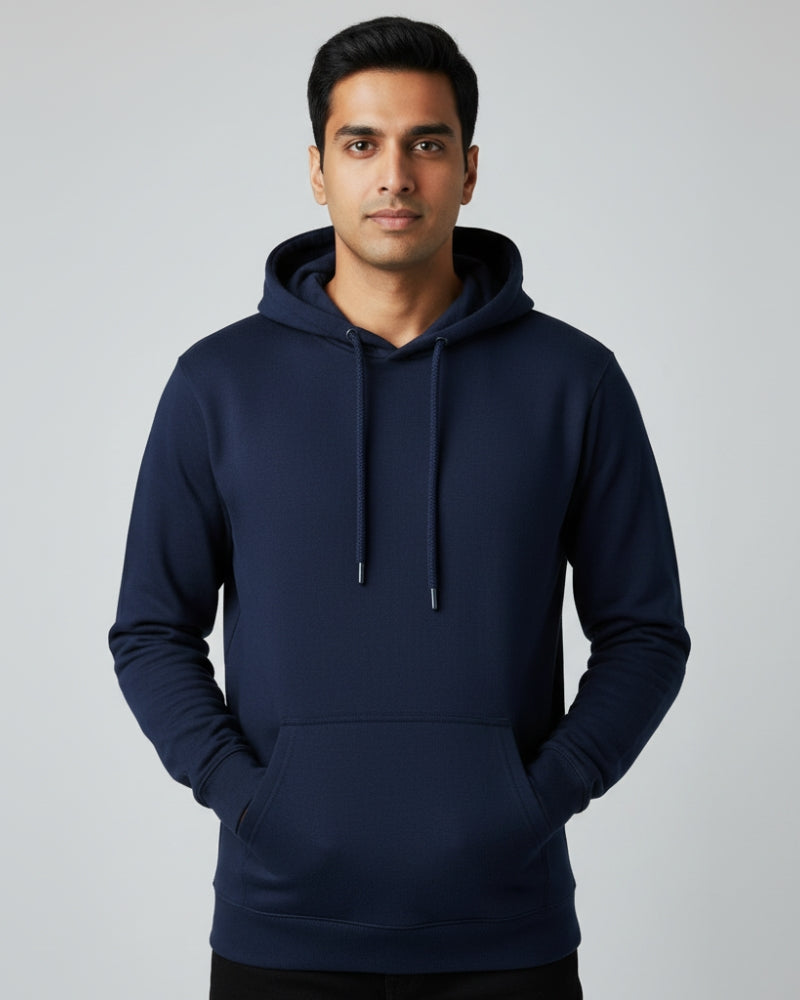 Plain Navi Blue Classic  Hoodie | For Man And Woman