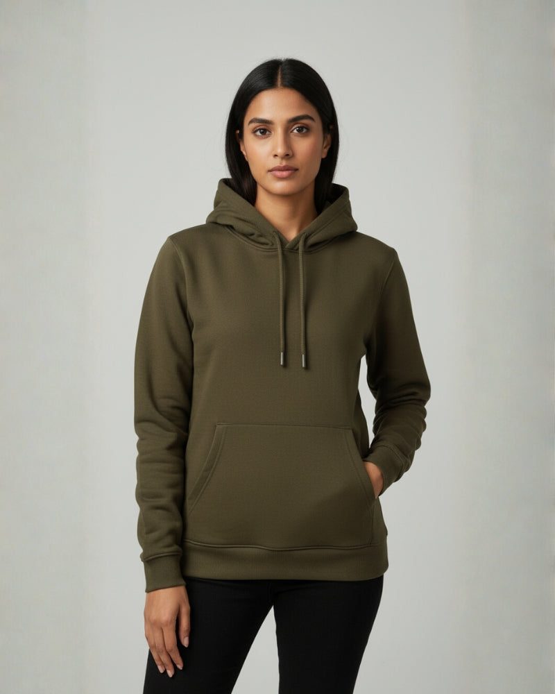 Plain Olive Green Classic  Hoodie | For Man And Woman