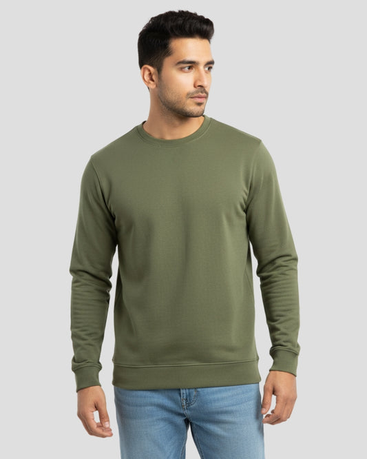 Plain Sweatshirt | Olive Green | For Man & Woman