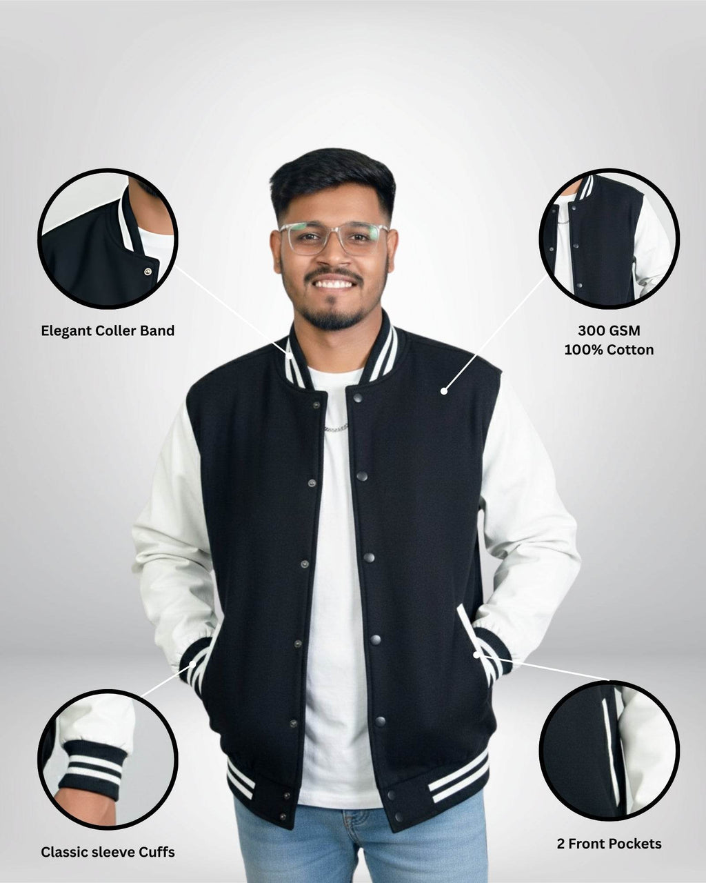 Plain Varsity Jacket | For Man And Woman | Black - Avaiya Clothings
