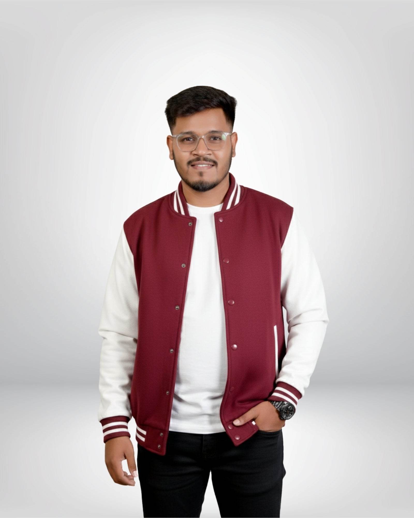 Plain Varsity Jacket | For Man And Woman | Maroon - Avaiya Clothings