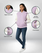 Plain Varsity Jacket | For Man And Woman | Lavender - Avaiya Clothings
