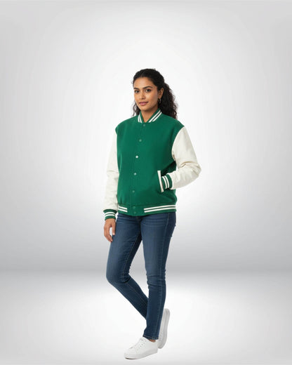 Plain Varsity Jacket | For Man And Woman | Bottle Green - Avaiya Clothings