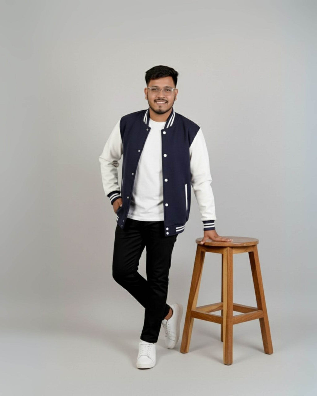 Plain Varsity Jacket | For Man And Woman | Navy Blue - Avaiya Clothings