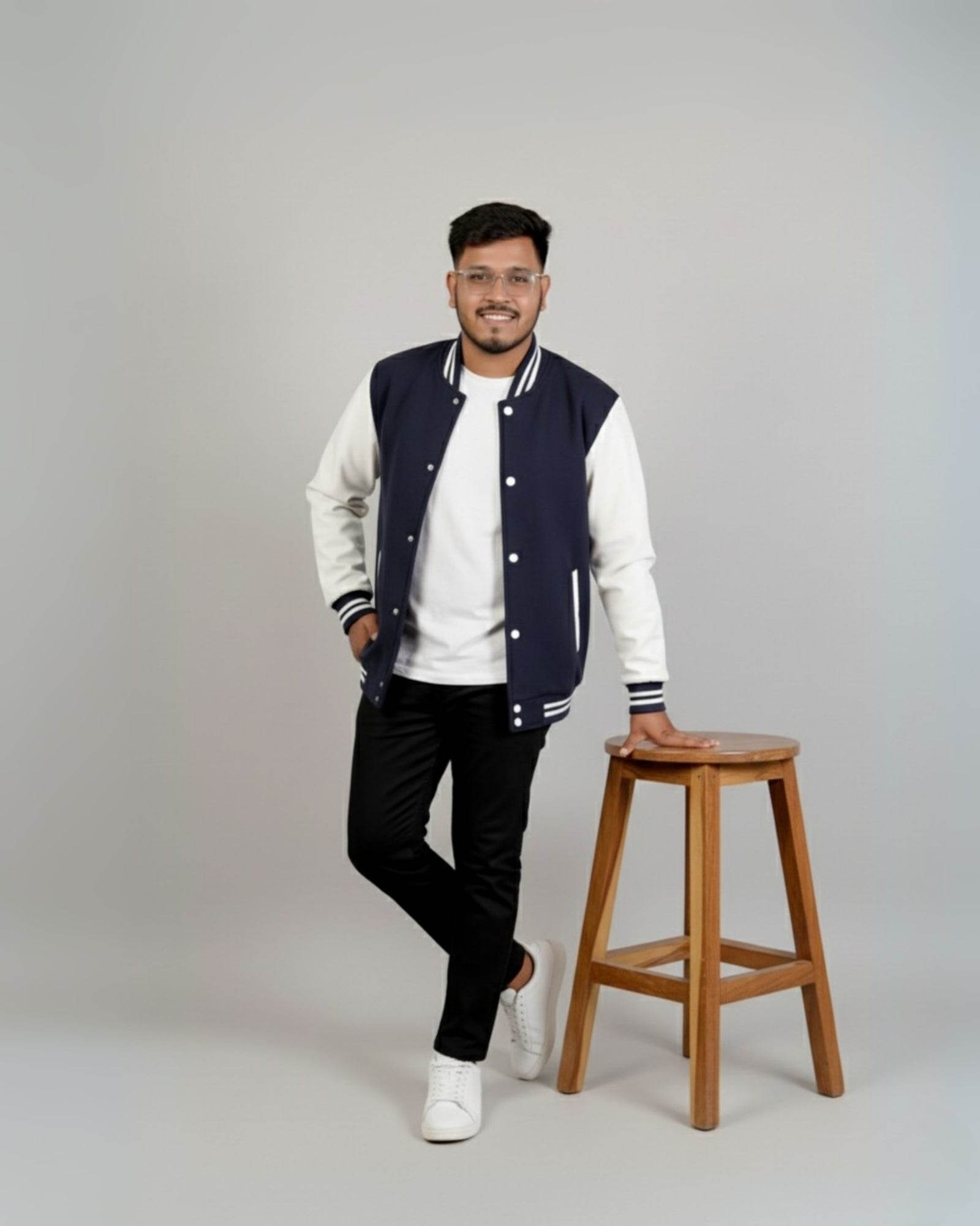 Plain Varsity Jacket | For Man And Woman | Navy Blue - Avaiya Clothings