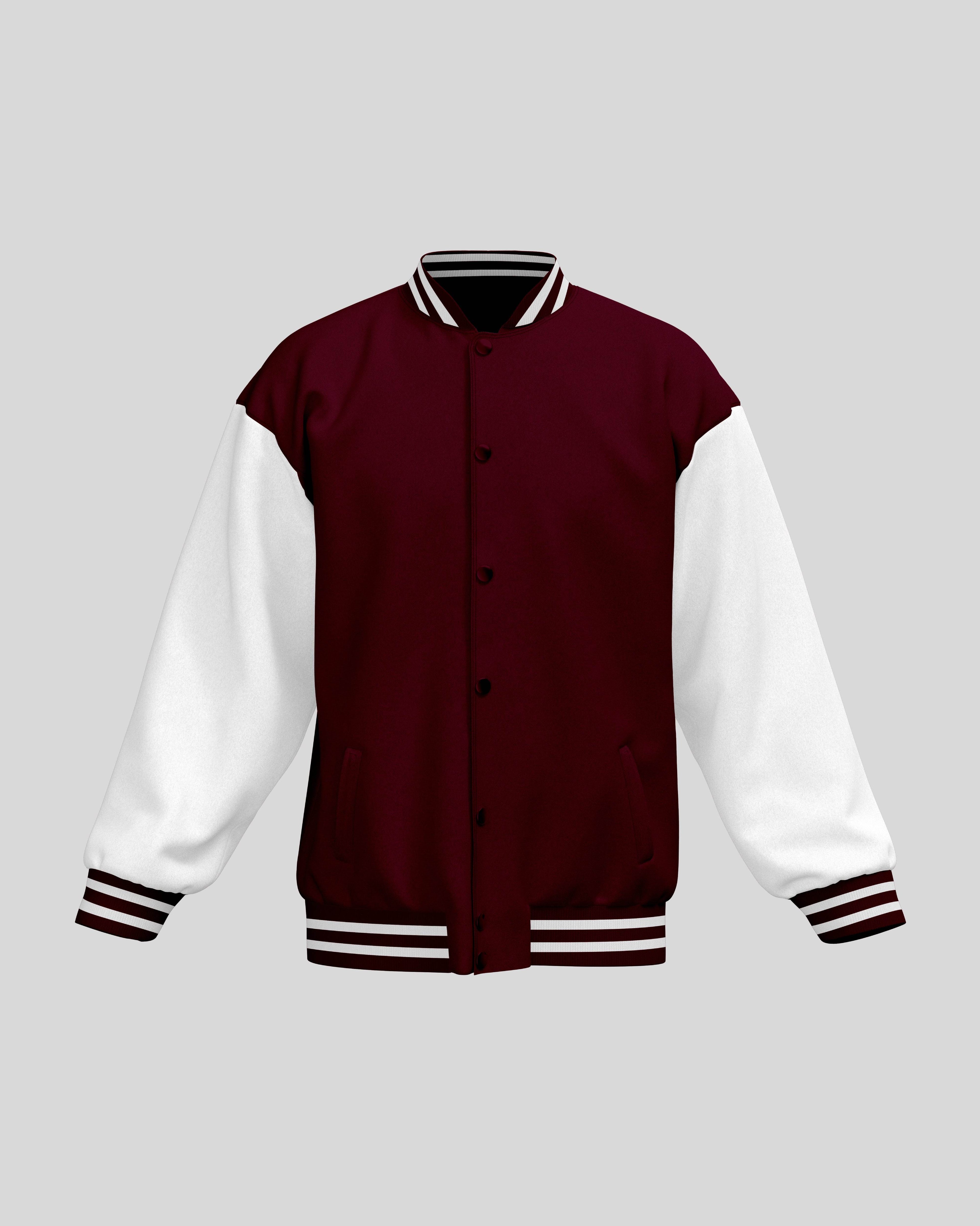 Plain Varsity Jacket | For Man And Woman | Maroon - Avaiya Clothings