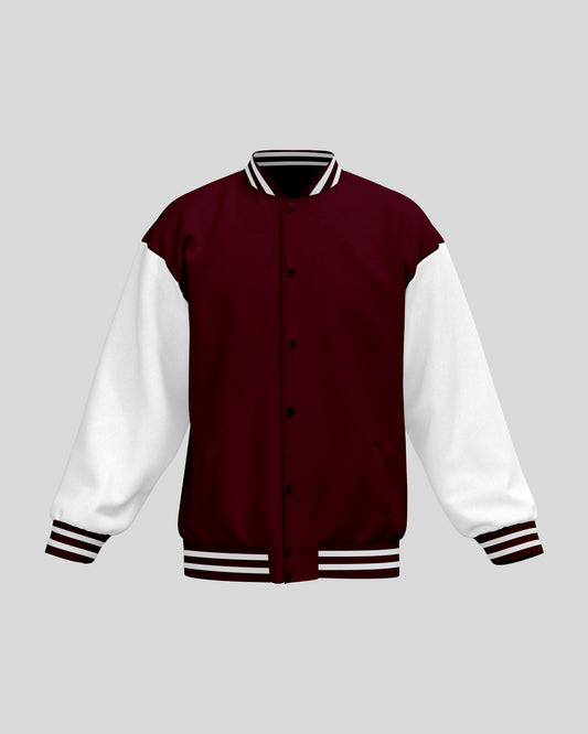 Plain Varsity Jacket | For Man And Woman | Maroon - AvaiYa Clothing's