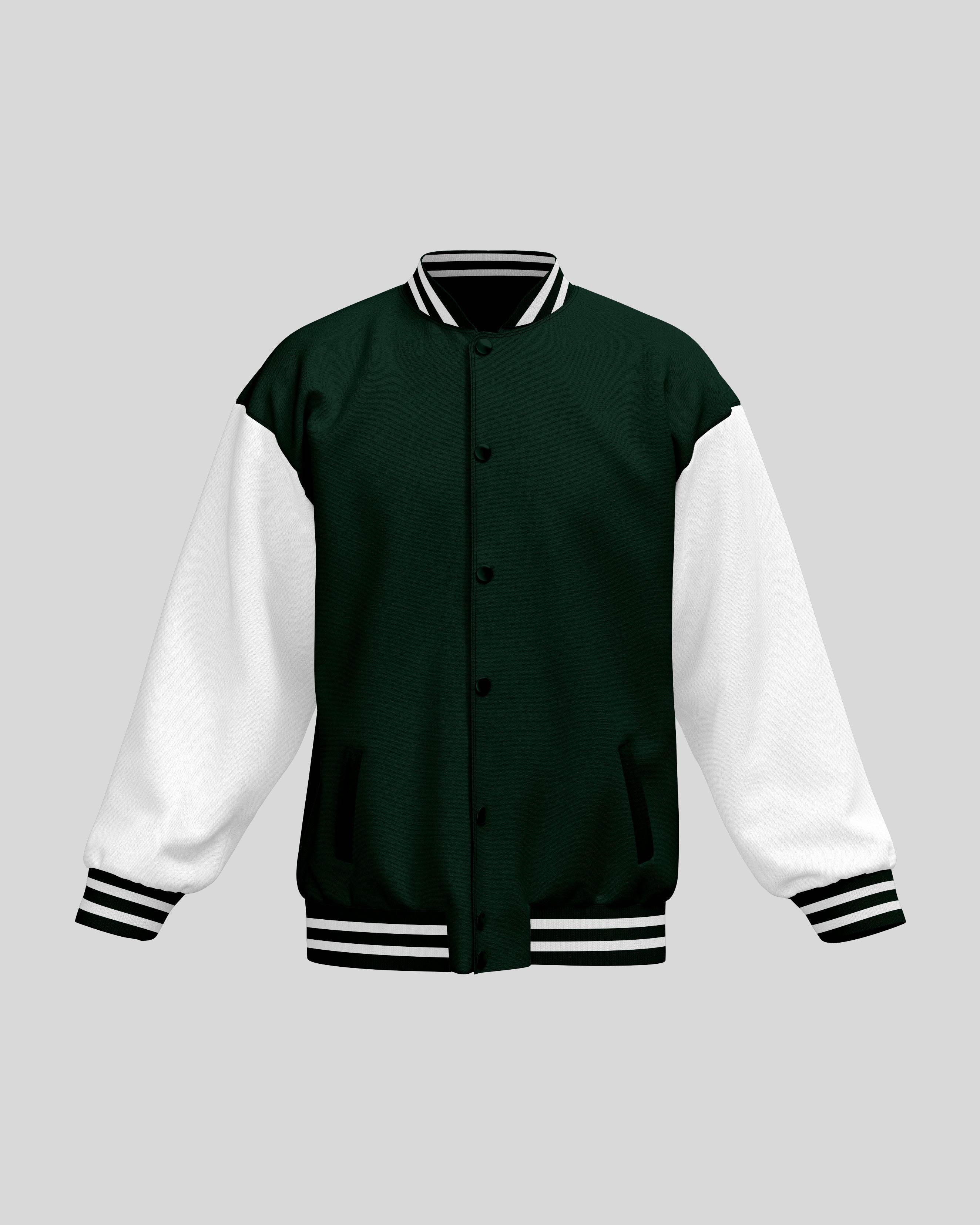 Plain Varsity Jacket | For Man And Woman | Bottle Green - Avaiya Clothings