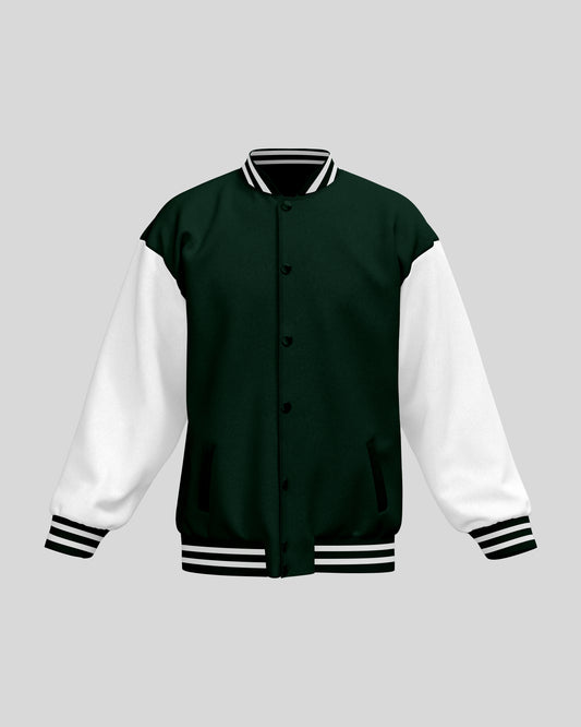 Plain Varsity Jacket | For Man And Woman | Bottle Green - AvaiYa Clothing's