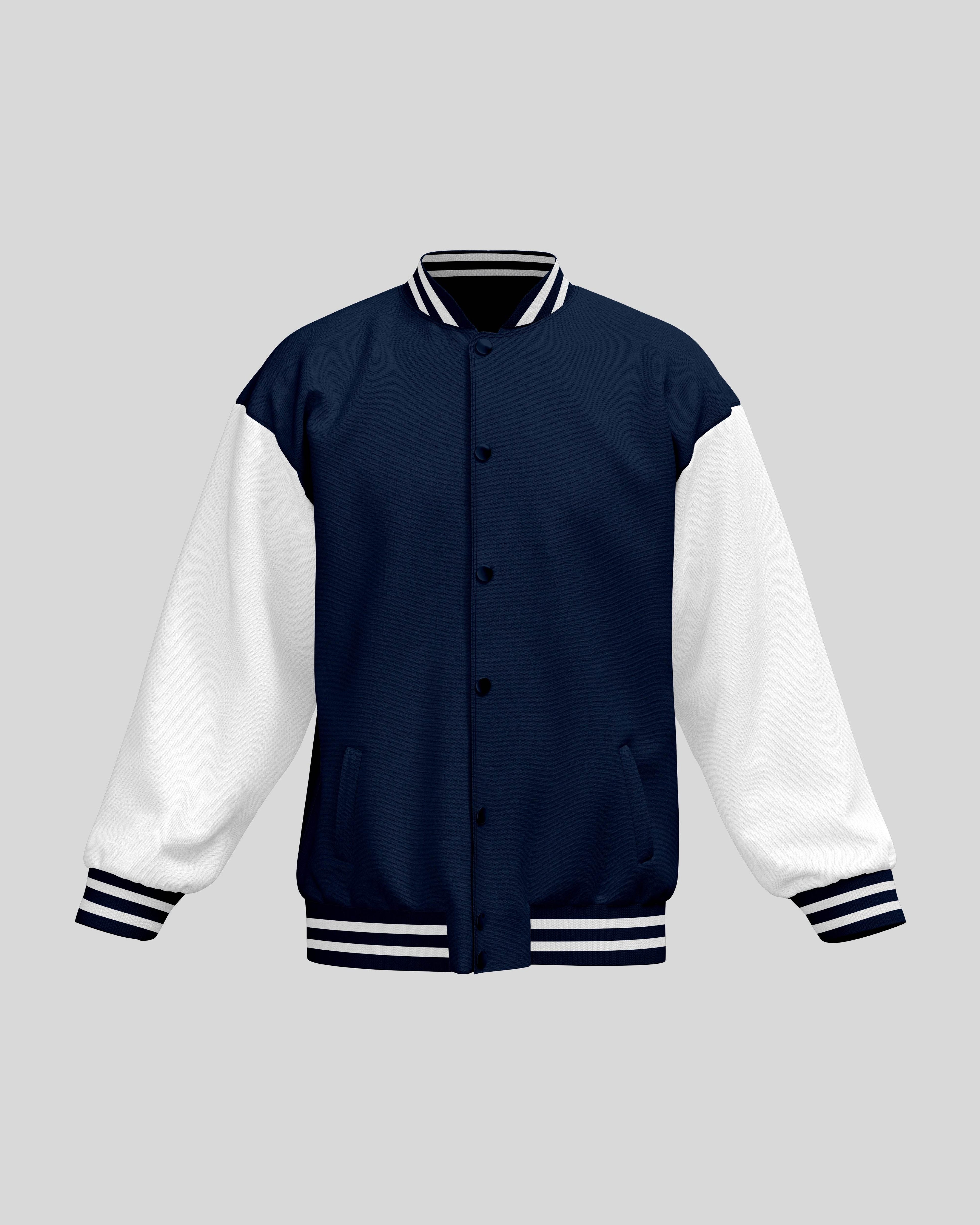 Plain Varsity Jacket | For Man And Woman | Navy Blue - Avaiya Clothings