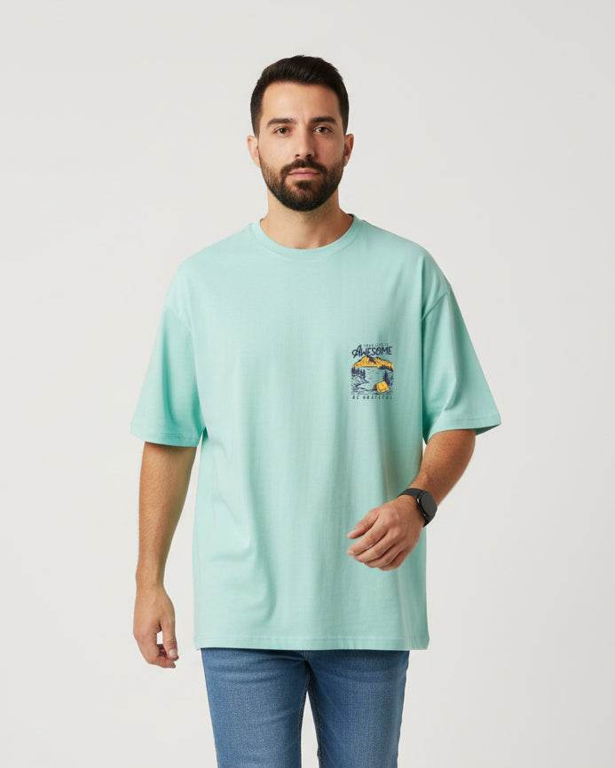 Your Life is Awesome Oversized T-Shirt | Mint | Premium Quality by Avaiya | Unisex - Avaiya Clothings